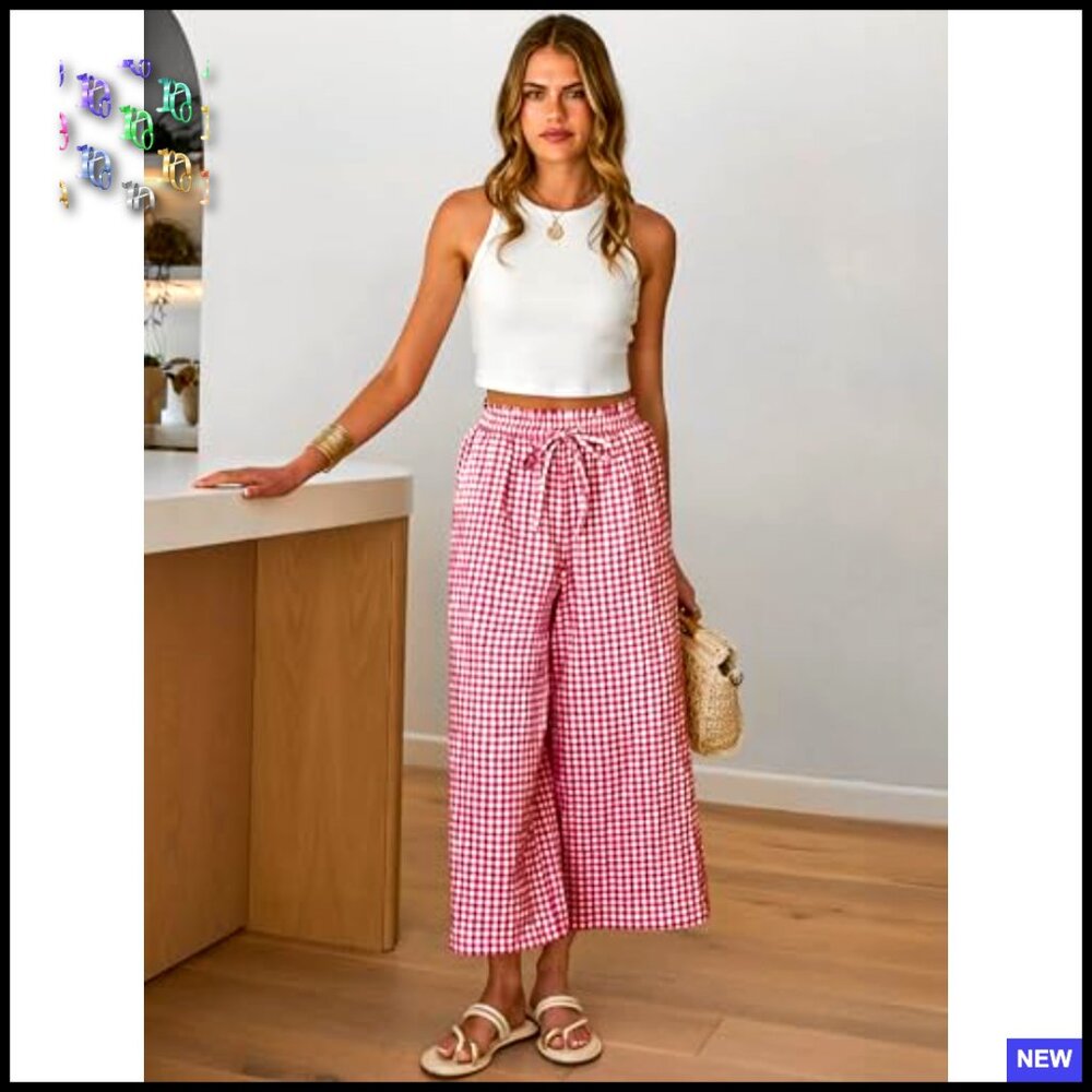 Wide Leg Palazzo Pants Soft Rayon Mid Rise Casual Lounge Trousers with Pockets - Picture 6 of 7